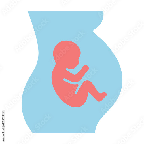 Pregnant Woman Silhouette Icon with Fetus Inside for Maternity and Medical Clinic