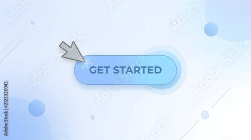 Blue “Get Started” button with arrow pointer, representing call-to-action design for websites, apps, and digital onboarding.