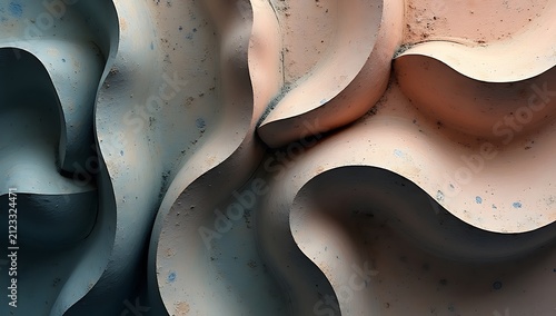 Abstract Wavy Forms in Neutral Tones, Textured Surface.