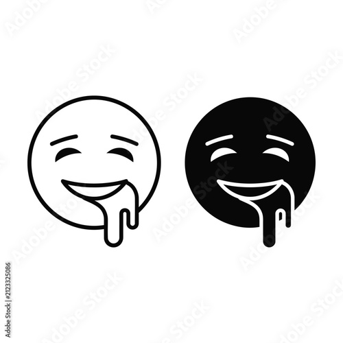Obraz na plátne Smiling cartoon face icons with laughing expressions