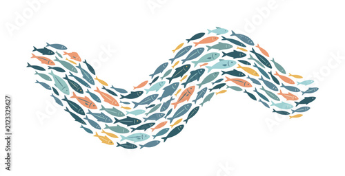 Fotografía School of Fish Wave Vector Illustration
