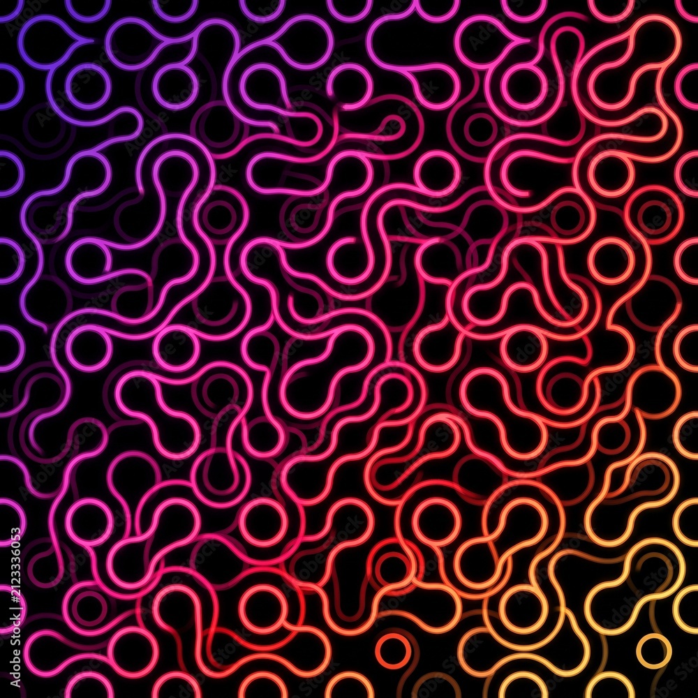 Abstract Seamless Pattern with Pink Circles and Curved Wave Lines for Retro Geometric Textile Wallpaper Design and Decorative Vector Illustration