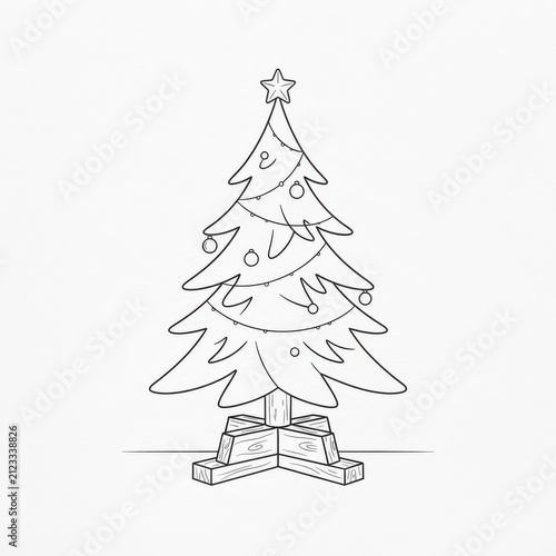 Christmas tree outline with ornaments and star