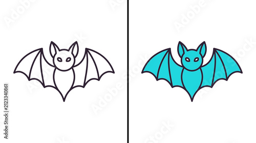Cute Bat Outline and Color