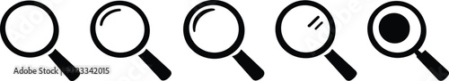 Foto Magnifying glass search icon vector set featuring zoom and find symbols for webs