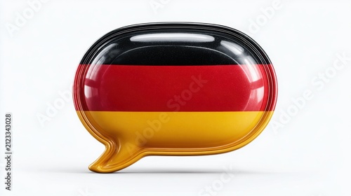 German flag speech bubble 3D render on white background concept