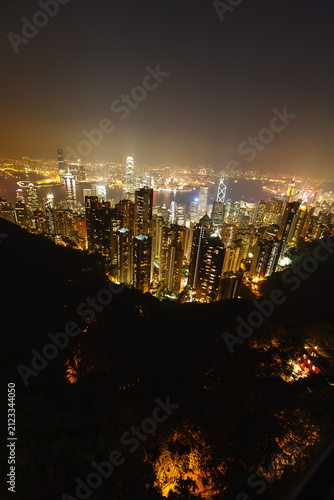 Canvastavla Hong Kong city skyline at Night from Victoria Peak