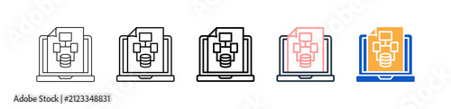 Data Model different style icons set vector illustration. 