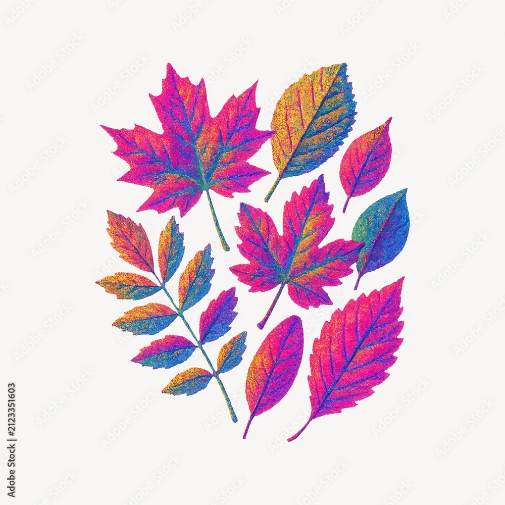 Obraz premium Vibrant autumn leaves illustration