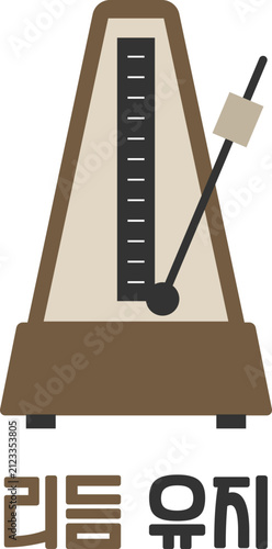 Фотография Wooden Metronome Illustration With Korean Text Meaning Keeping Rhythm