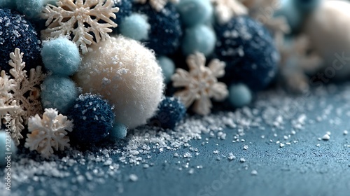 Wintery Scene with Snowflakes and Felted Orbs frost