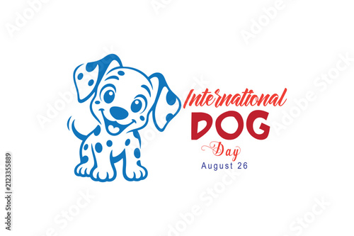 International dog day celebration graphic with a cute dalmatian puppy