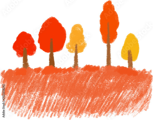 Hand Drawn Autumn Tree and Forest Transparent PNG Fall Seasonal Clipart