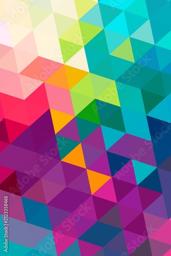 Abstract geometric shapes in vibrant neon colors. Modern 3D polygons with futuristic gradient lighting effects.