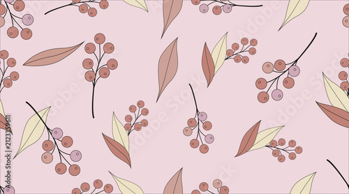 Continuous leaf vector pattern; seamless fabric pattern.