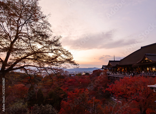 Panoramic View from Kiyomizu-dera Temple, Historic Buddhist Landmark and Popular Tourist Attraction in Kyoto, Japan