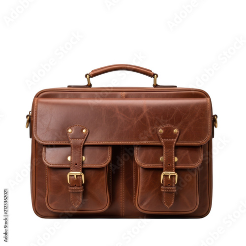 Classic brown leather briefcase with dual compartments and sturdy handles