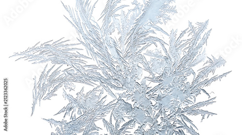 Frosty windowpane with intricate ice crystals