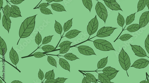 Continuous leaf vector pattern; seamless fabric pattern.