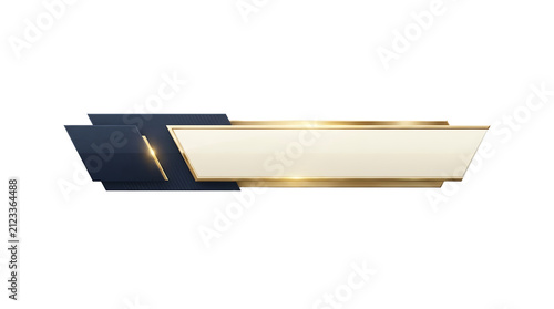 Cinematic lower third bar transparent PNG with textured dark blue panel glowing gold stripe and white name plate.