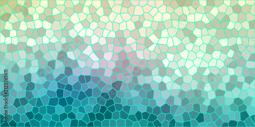 Abstract blue teal mosaic geometric pattern background with fluid gradient.