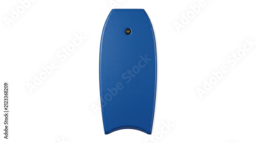 Blue bodyboard with a leash plug top down view isolated on transparent background surfboard wave riding