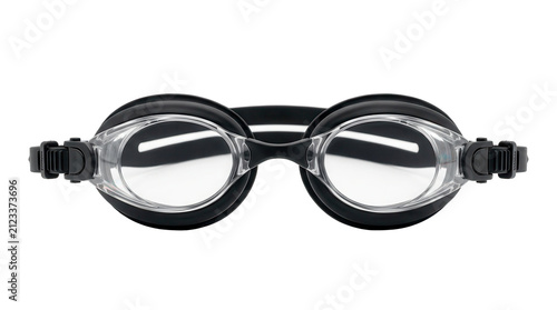Swimming goggles with adjustable straps and clear lenses on transparent background swim eyewear aquatic sports water