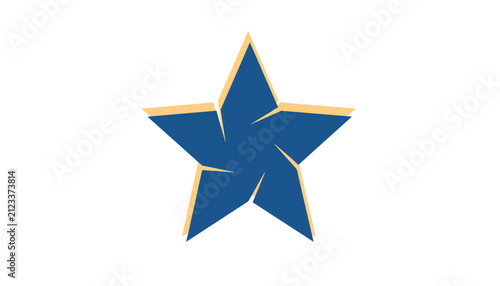 Stylized five pointed blue star with a thin gold shadow outline, suitable for logos, badges, and rating icons.