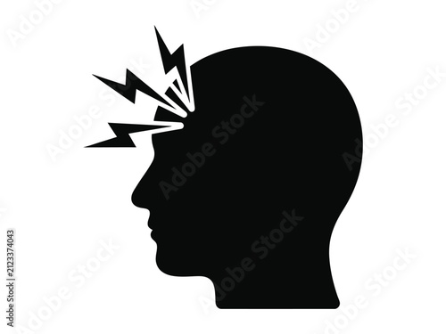 Foto Headache Pain Human Head Silhouette Medical Symptom Icon Vector