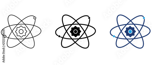 Quadro su tela Atomic gear icon with cog nucleus and electron orbits