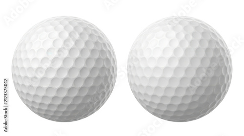 Two golf balls with dimpled surface detailed texture isolated on transparent background ball golfing sport sports