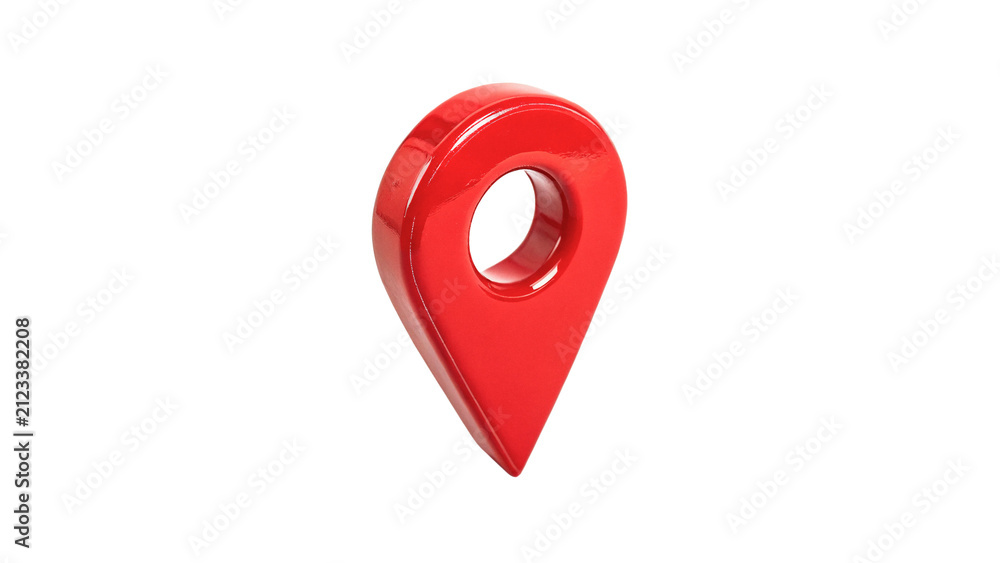Fototapeta premium Red glossy map pointer pin location marker isolated on transparent background for travel navigation