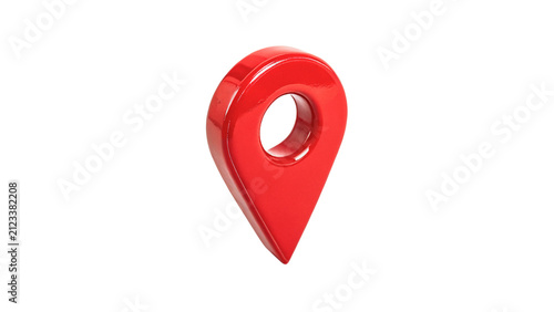 Obraz na plátne Red glossy map pointer pin location marker isolated on transparent background fo