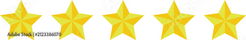 Yellow five stars quality rating icons. 5 stars icon. Five star sign. Rating symbol Five star rating, flat icon review for apps and websites