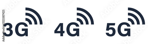 Slate Navy 3G 4G 5G Mobile Network Icons Isolated on Transparent Background PNG High Speed Internet Connectivity Symbols