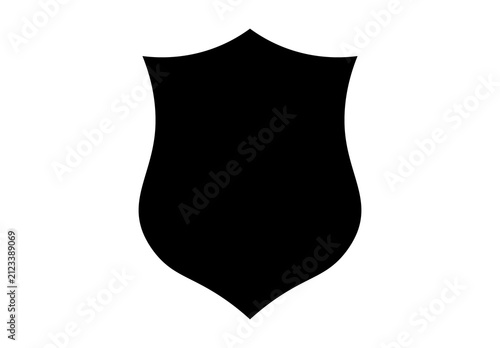 Black Heraldic Shield Silhouette Isolated White Background