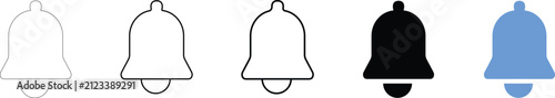 Notification Bell icon sheet multiple style collection Alarm symbol. Notice message. Set of ringing bells with new notificatio