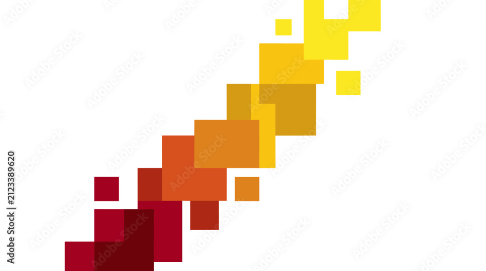 Fototapeta premium Cascading Geometric Blocks in Warm Gradient Colors, Abstract Digital Art with Overlapping Squares and Copy Space, Modern Graphic Design Element