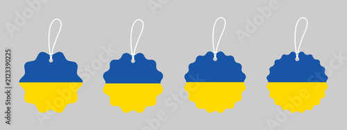 The National Flag of Ukraine, Blue and Yellow Tags, Badges, Banners, Labels – Flat Design Illustration