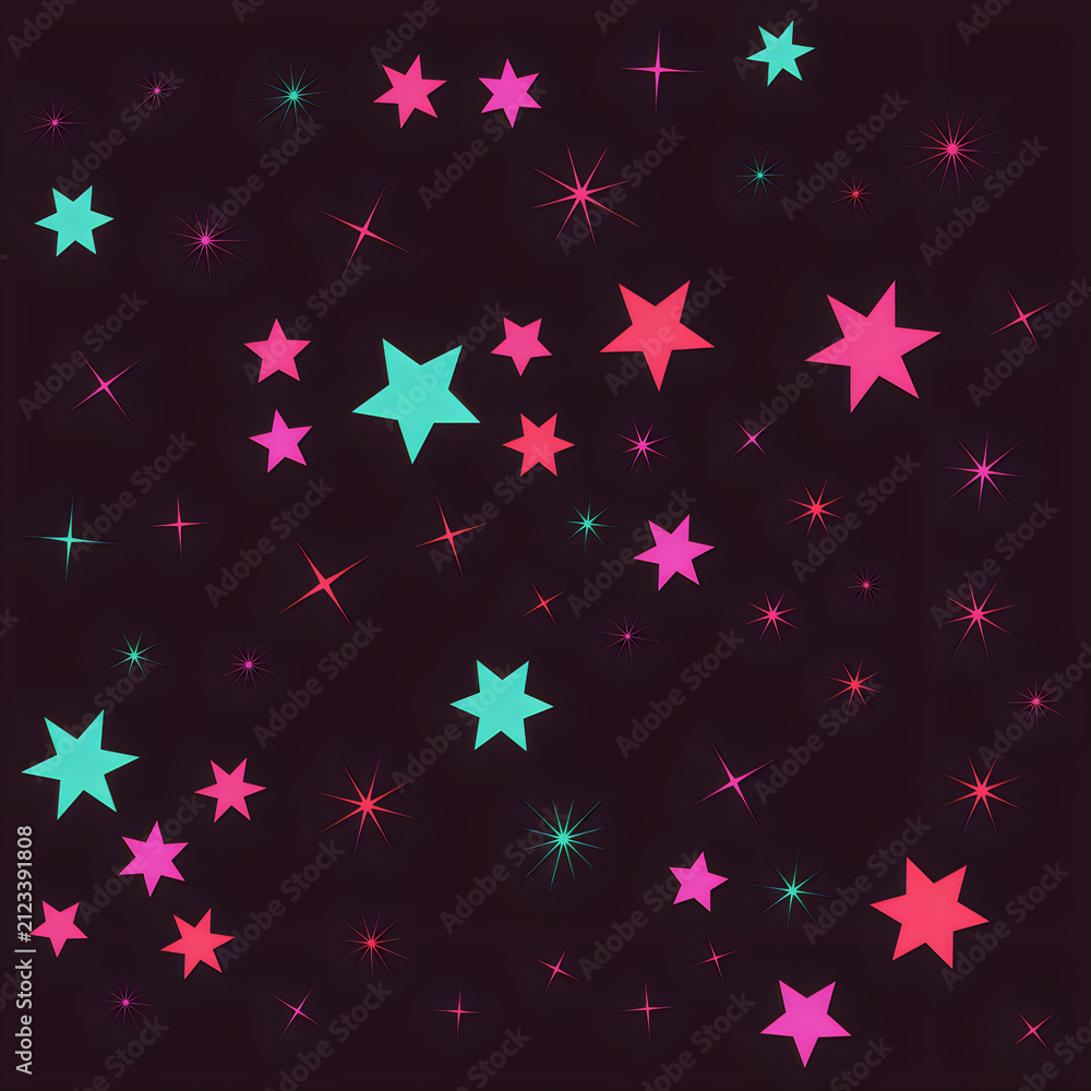 Colorful hand drawn stars pattern on a dark background Vector