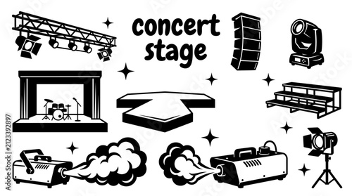 Foto concert stage equipment featuring performance stages lighting trusses LED screen