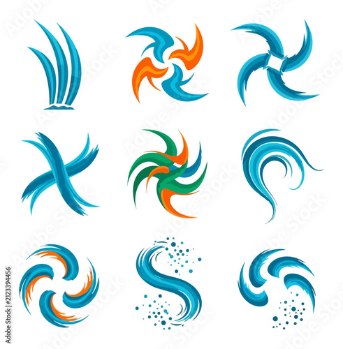 Abstract water and wind flow elements