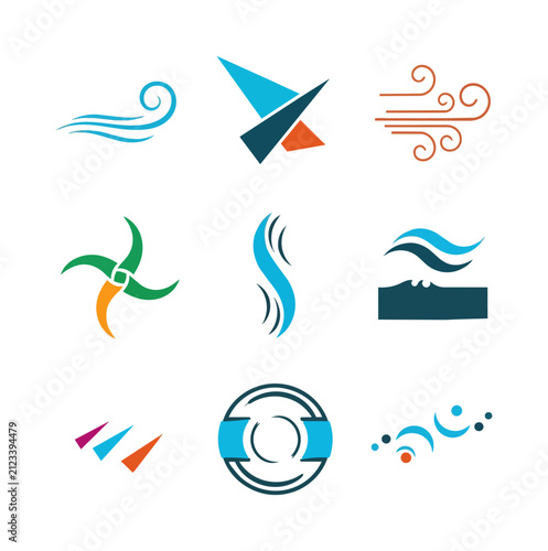 Abstract weather and energy icons set
