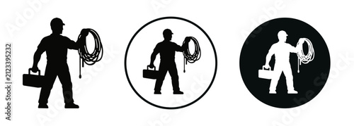 фотографія Professional electrician worker silhouette representing electrical installation