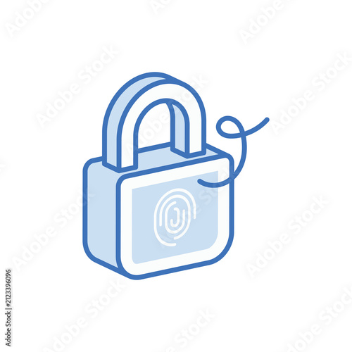 Biometric Lock icon with white background stock illustration