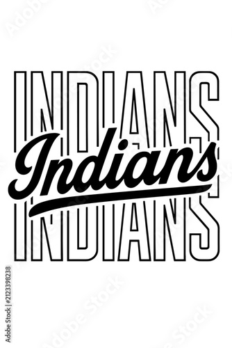 Indians Typography Sports Team Black and White Vector Design