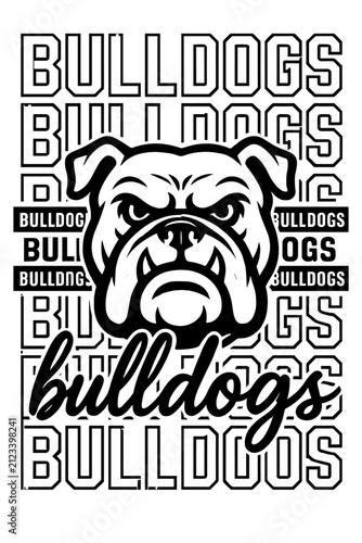 Bulldogs Typography Mascot Black and White Sports Vector Design