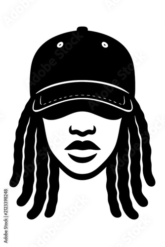 Girl Wearing Cap Black and White Fashion Vector Illustration