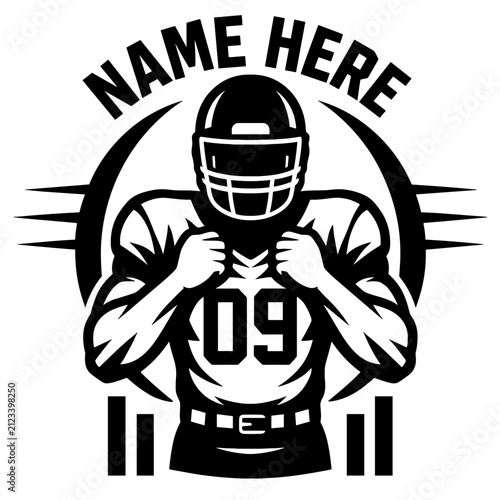Custom Football Player Name Black and White Sports Vector Design