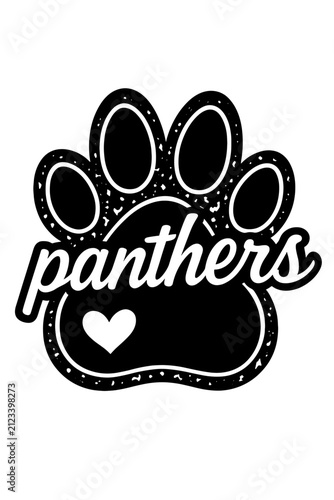 Panthers Paw Print Black and White Sports Vector Design